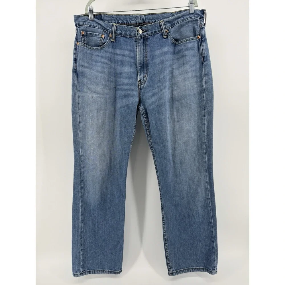 Levi's 514 Size 40x32 Blue Denim Jeans‎ Regular Straight Leg Distressed Red Tab